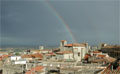 Tarquinia view over the historic town with rainbow